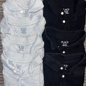 Bundle  7 School Uniform Polo Shirts, Grey /Black The Children's Place LG 10/12